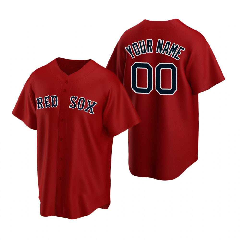 Custom Boston Red Sox Red CONTON Stitched Cool Base Jersey
