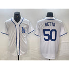 Los Angeles Dodgers #50 Mookie Betts White CONTON Cool Base Stitched Jersey