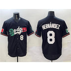 Los Angeles Dodgers #8 Enrique Hernandez Black CONTON Mexico Flag Limited Stitched Jersey