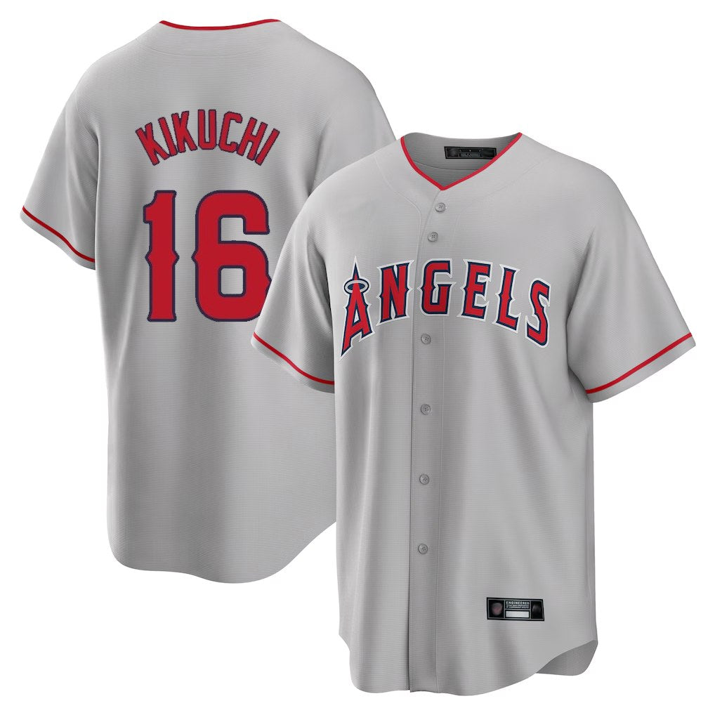 Los Angeles Angels #16 Yusei Kikuchi Player Gray CONTON Home Game Stitched Jerseys