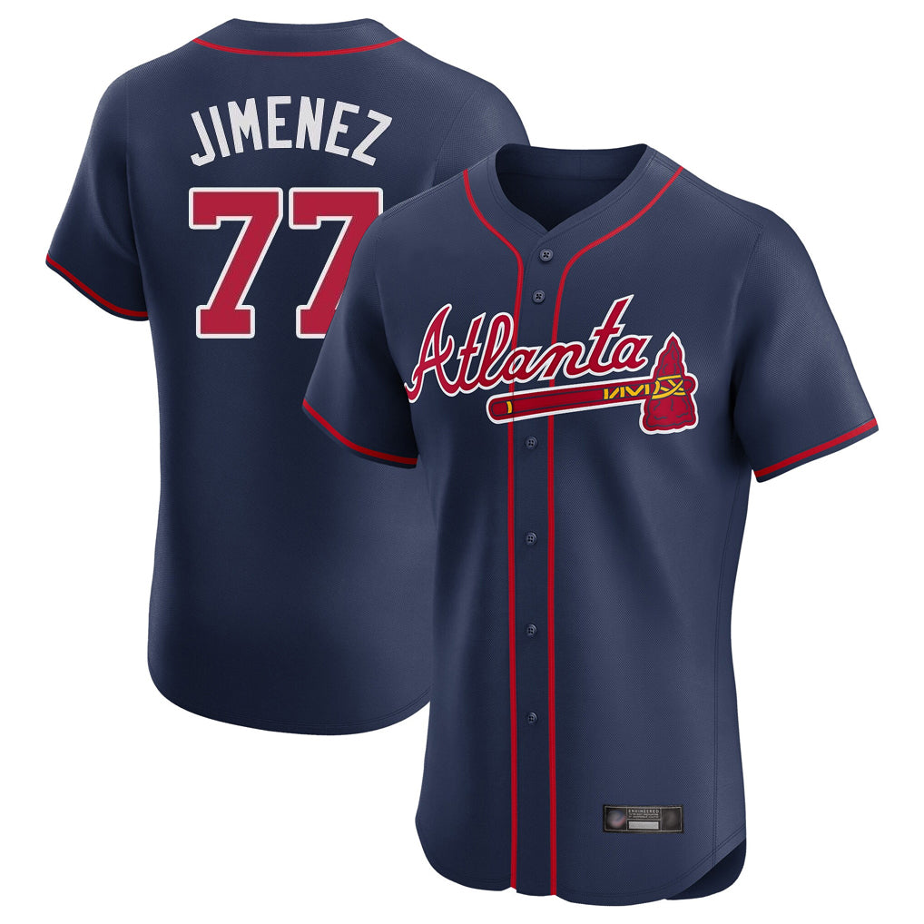 Atlanta Braves #77 Joe Jimenez Player Navy CONTON Limited Elite Home Game Stitched Jerseys