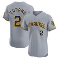 Milwaukee Brewers #2 Brice Turang Player Gray CONTON Home Limited Elite Stitched Jerseys