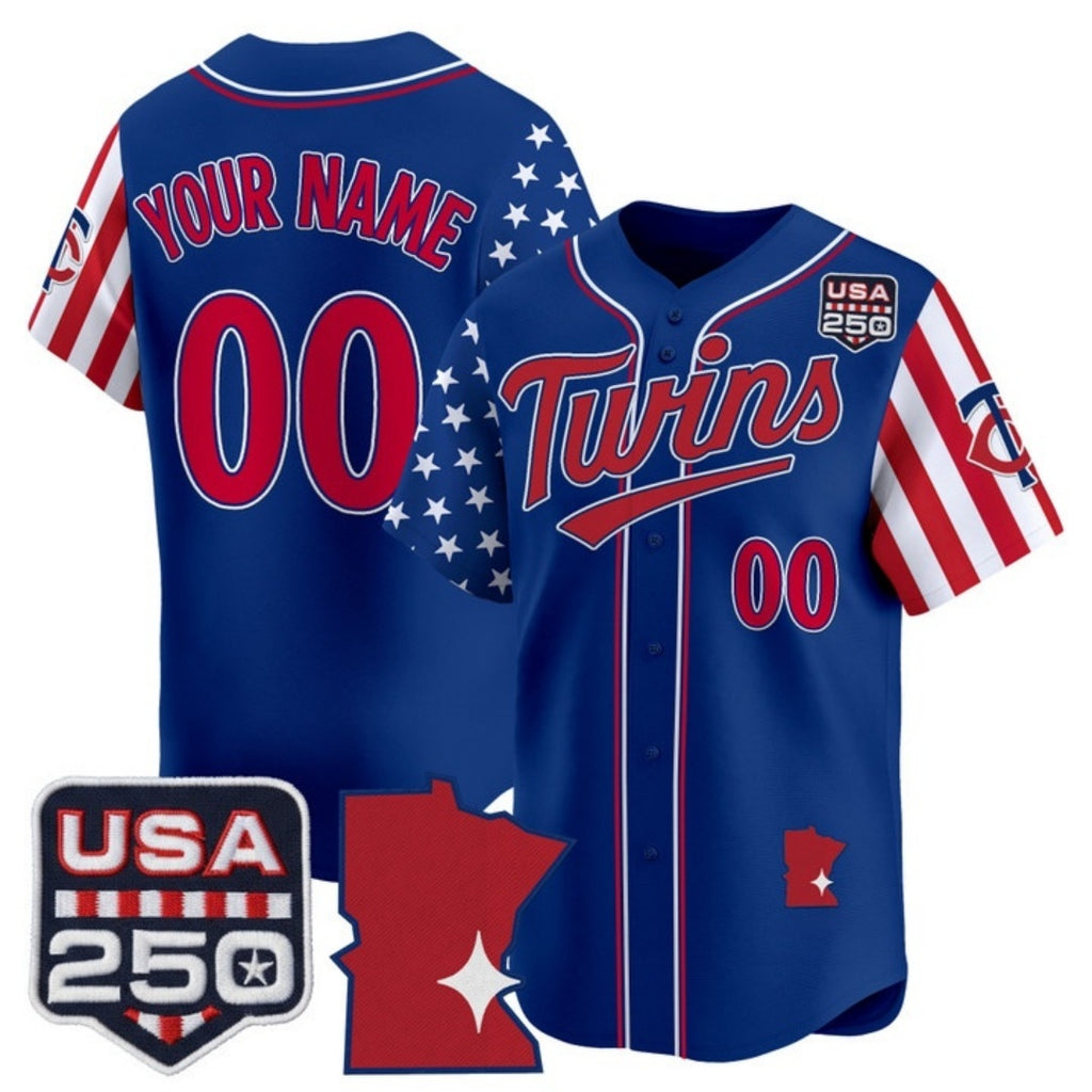 Custom Minnesota Twins America 250 Edition Vapor Premier Limited Royal CONTON Stitched Jerseys