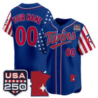 Custom Minnesota Twins America 250 Edition Vapor Premier Limited Royal CONTON Stitched Jerseys