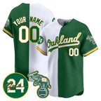 Custom Oakland Athletics White Green CONTON Jersey - Personalized