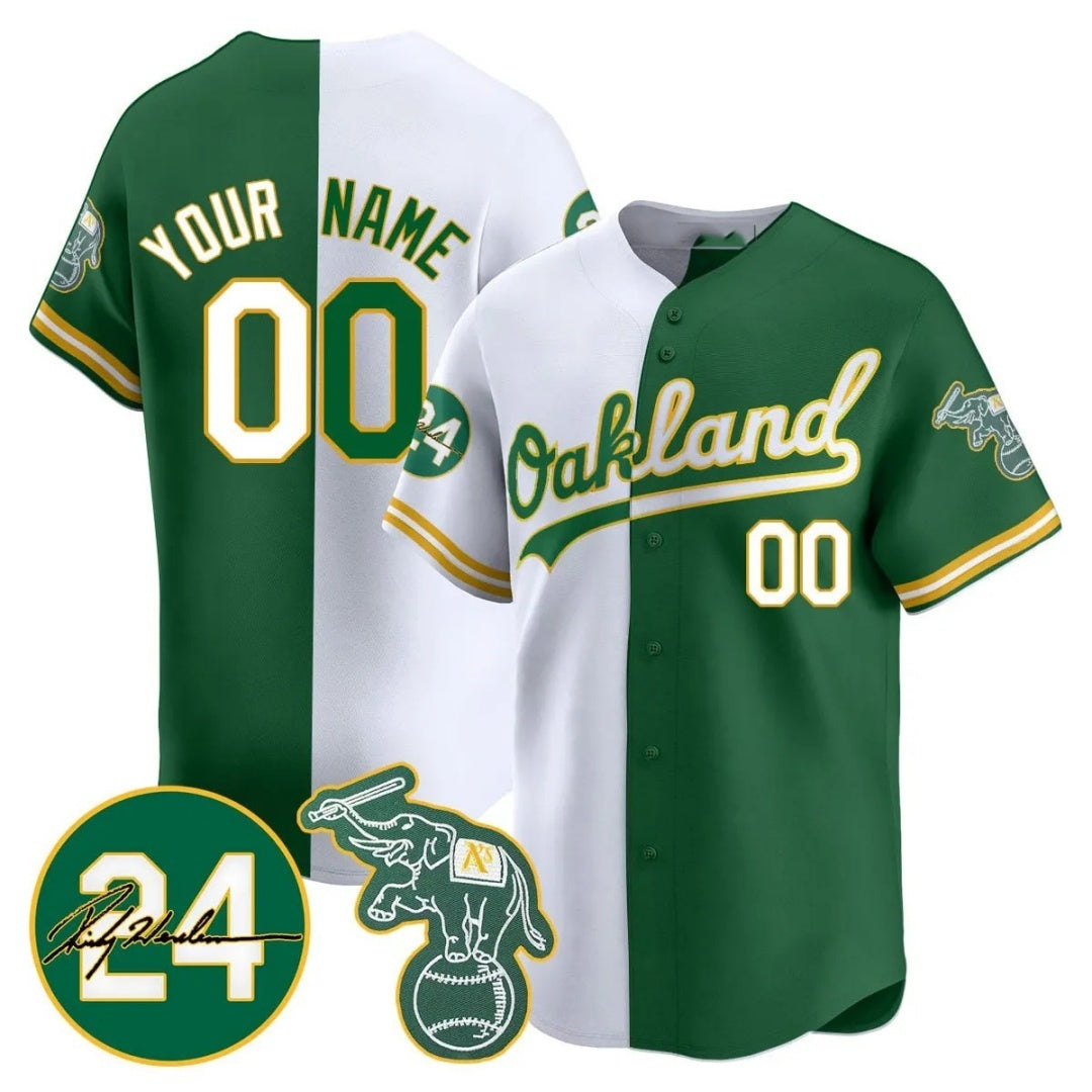 Custom Oakland Athletics White Green CONTON Jersey - Personalized