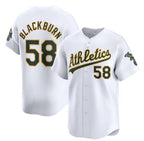 Oakland Athletics #58 Paul Blackburn White CONTON Home Limited Stitched Jersey