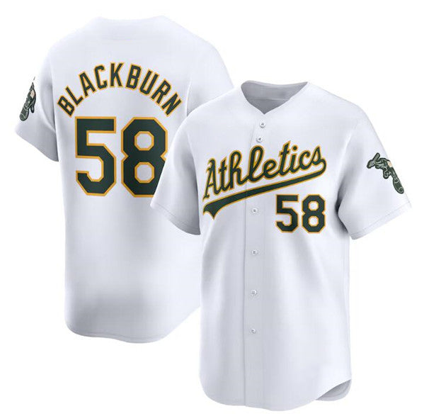 Oakland Athletics #58 Paul Blackburn White CONTON Home Limited Stitched Jersey