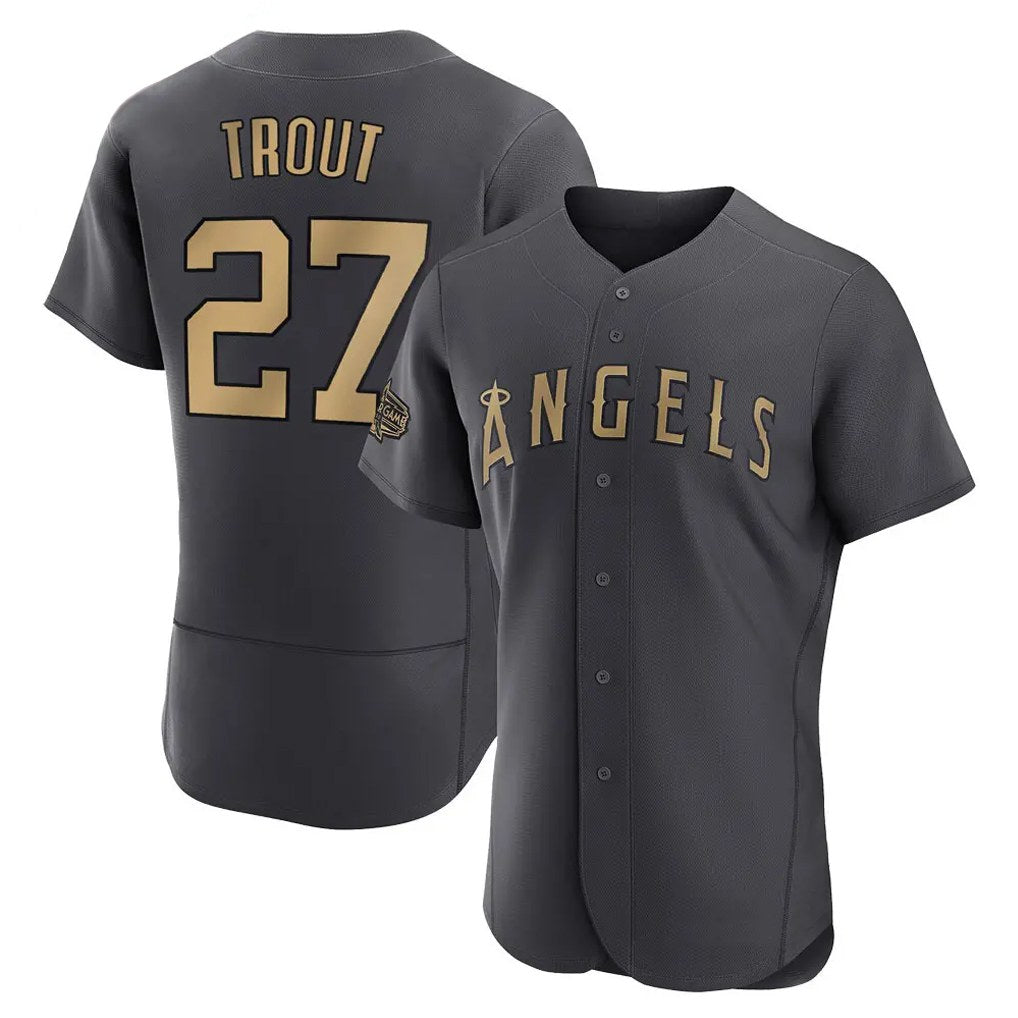 Los Angeles Angels #27 Mike Trout Player Charcoal CONTON Limited Elite Game All-Star Stitched Jerseys