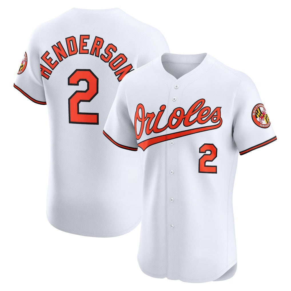 Baltimore Orioles #2 Gunnar Henderson White CONTON Home Elite Jersey