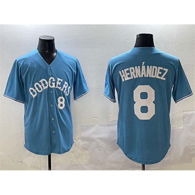 Los Angeles Dodgers #8 Enrique Hernandez Light Blue CONTON Limited Stitched Jersey