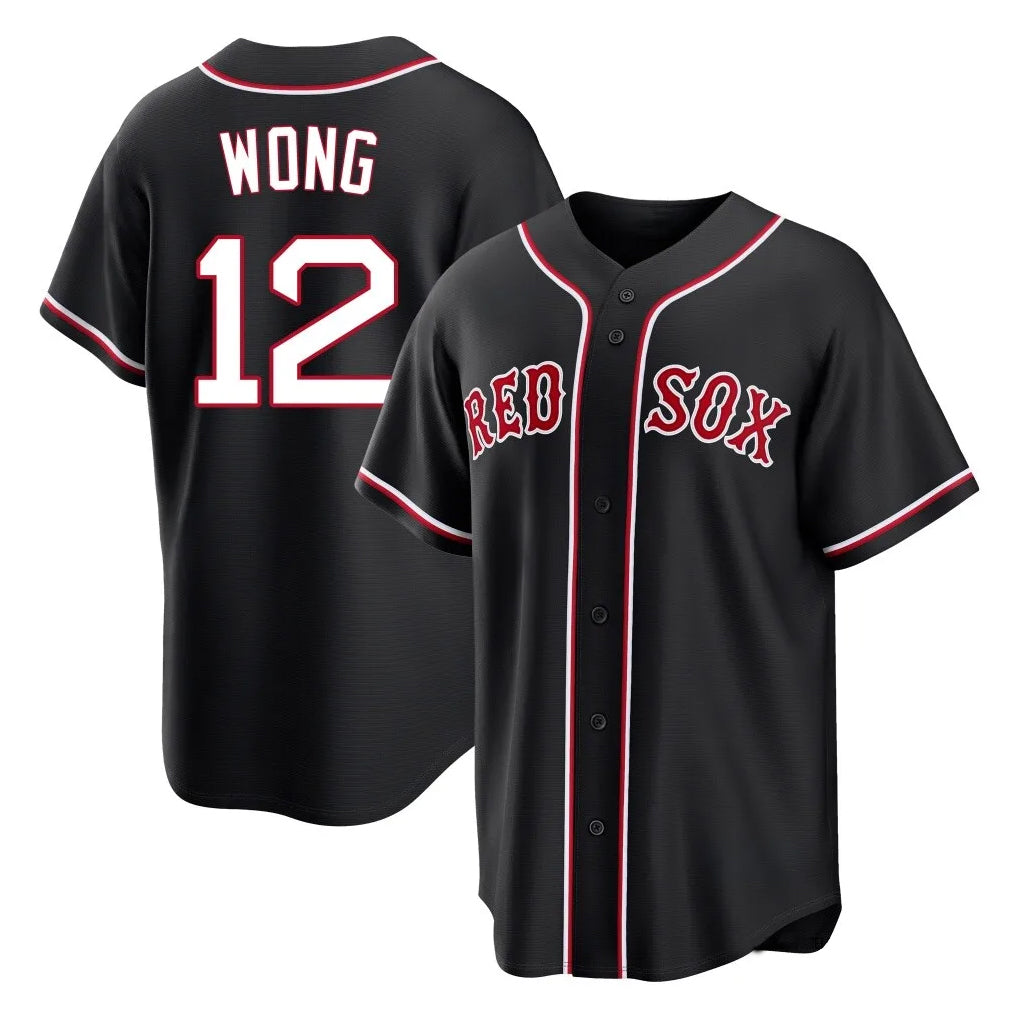 Boston Red Sox #12 Connor Wong Player Black CONTON Out Home Game Stitched Jerseys