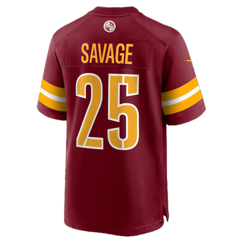 W.Commanders #25 Darnell Savage Burgundy CONTON Team Game Jersey