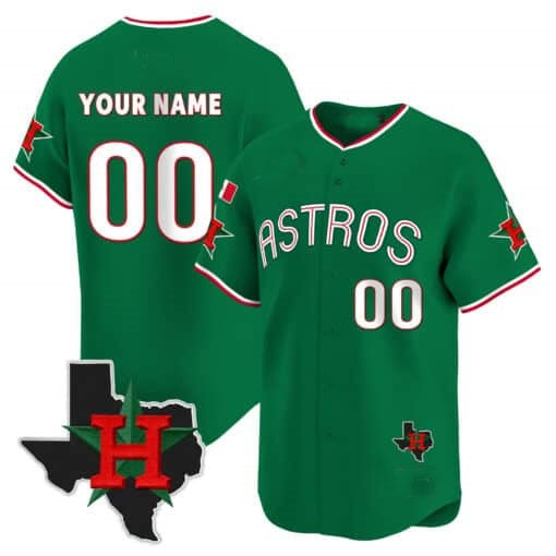 Custom Houston Astros Mexico Texas Patch Vapor Premier Limited Jersey V3 ¨C Green CONTON