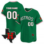 Custom Houston Astros Mexico Texas Patch Vapor Premier Limited Jersey V3 ¨C Green CONTON