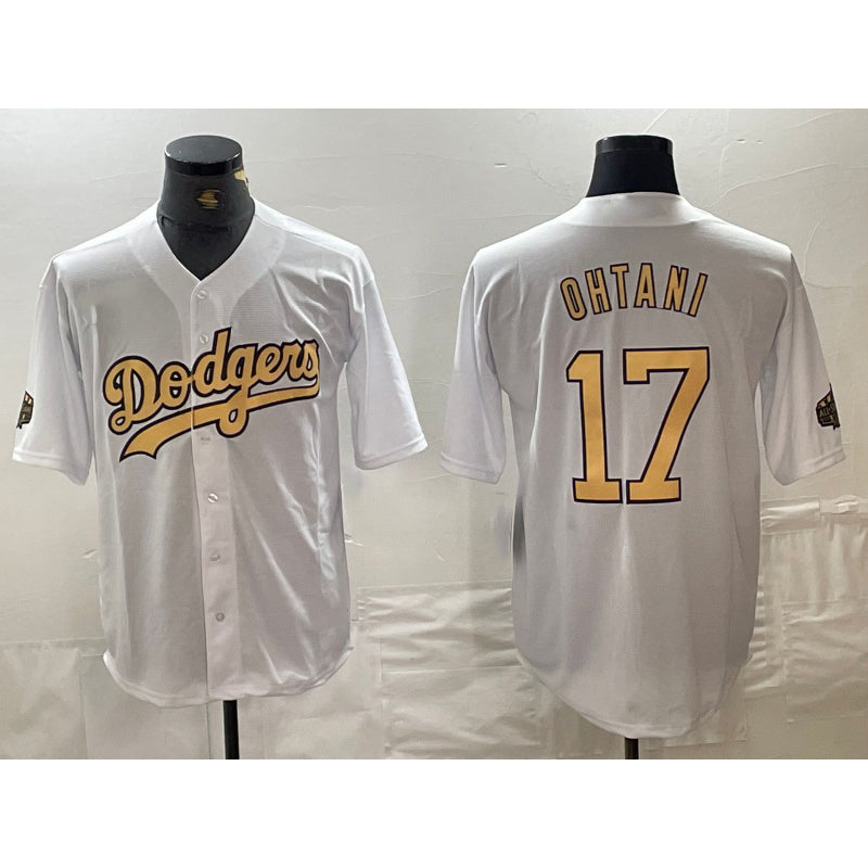 Los Angeles Dodgers #17 Shohei Ohtani White CONTON 2022 All Star Stitched Cool Base Jersey