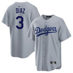 Los Angeles Dodgers #3 Edwin D¨ªaz Player Gray CONTON Game Stitched Jerseys