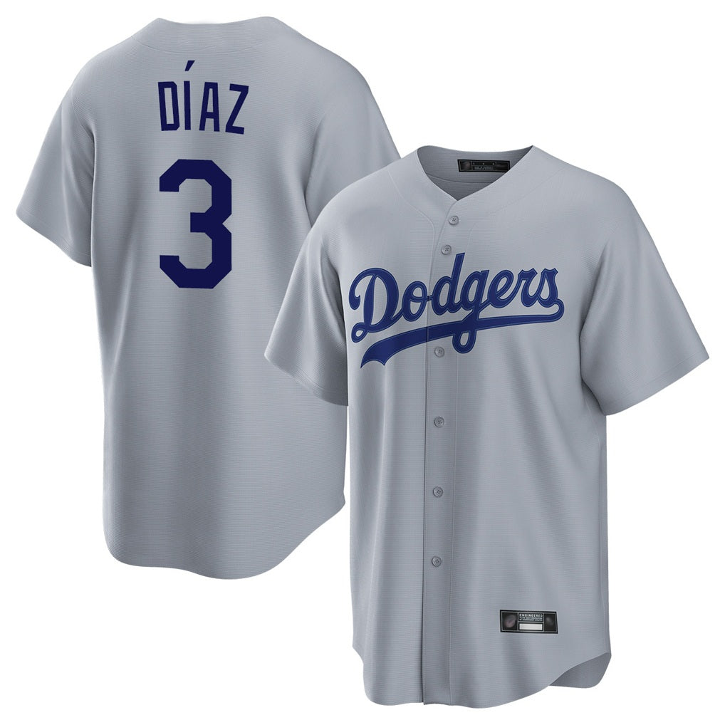 Los Angeles Dodgers #3 Edwin D¨ªaz Player Gray CONTON Game Stitched Jerseys
