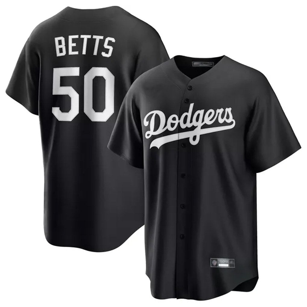 Los Angeles Dodgers #50 Mookie Betts Player Black CONTON Carbon Limited Game Stitched Jerseys