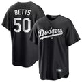 Los Angeles Dodgers #50 Mookie Betts Player Black CONTON Carbon Limited Game Stitched Jerseys