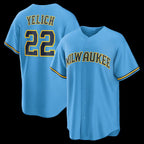 Milwaukee Brewers #22 Christian Yelich Light Blue CONTON Road Replica Jersey