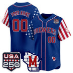 Custom Milwaukee Brewers America 250 Edition Vapor Premier Limited Royal CONTON Stitched Jerseys