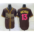 San Diego Padres #13 Manny Machado Number Brown CONTON NEW 2023 City Connect Cool Base Stitched Jersey