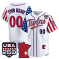 Custom Minnesota Twins America 250 Edition Vapor Premier Limited White CONTON Stitched Jerseys