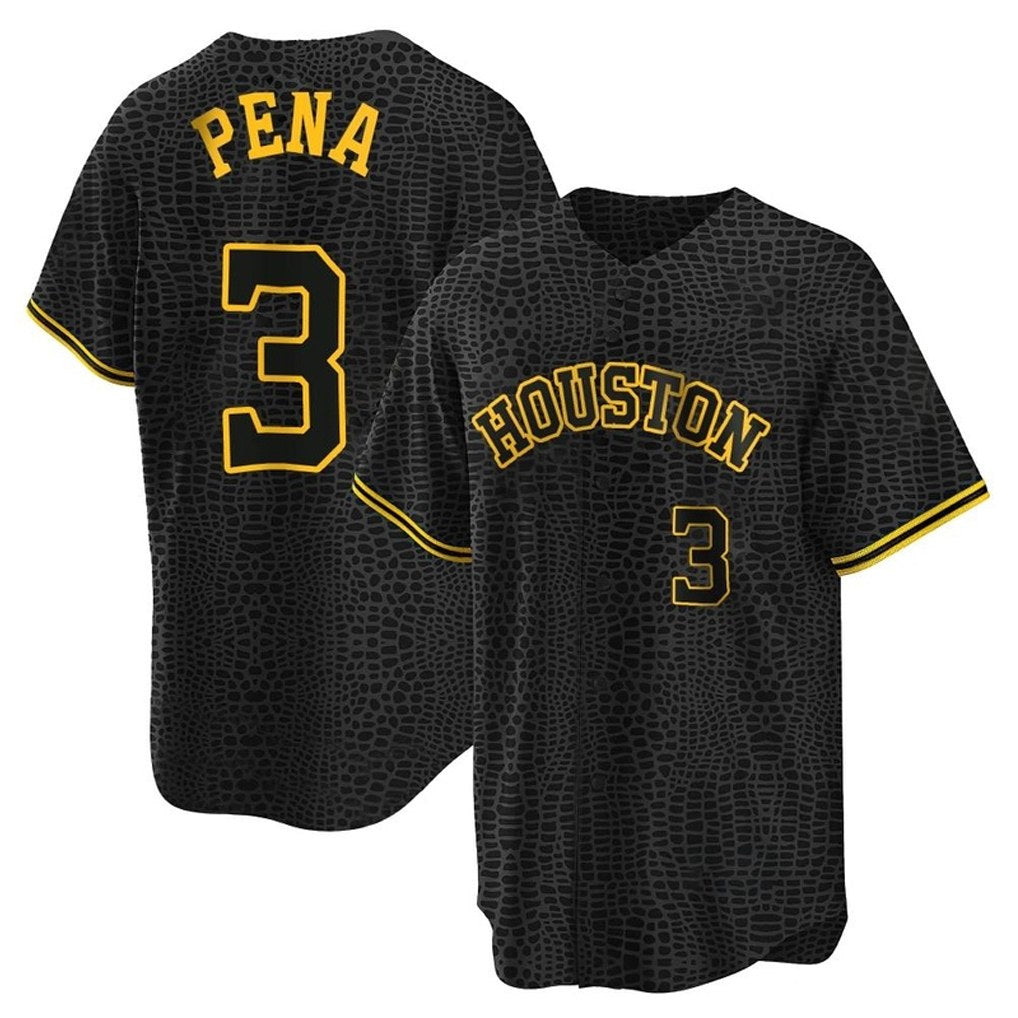 Houston Astros #3 Jeremy Pena Player Black CONTON Snake Skin City Home Game Stitched Jerseys