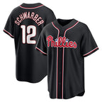 Philadelphia Phillies #12 Kyle Schwarber Fashion Black CONTON Out Stitched Jersey