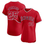 Los Angeles Angels #25 Travis d'Arnaud Player Red CONTON Home Limited Elite Stitched Jerseys