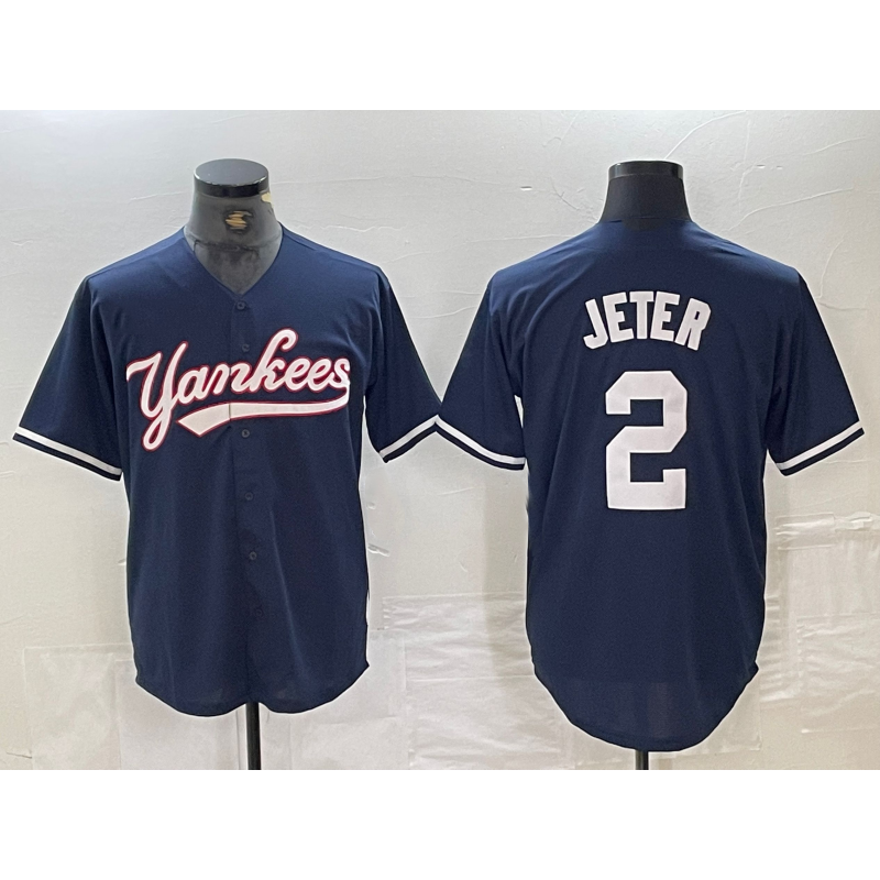 New York Yankees #2 Derek Jeter Navy CONTON Cool Base Stitched Jersey
