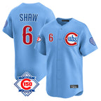 Chicago Cubs #6 Matt Shaw Player Light Blue CONTON 150th Anniversary Limited Home Stitched Jerseys