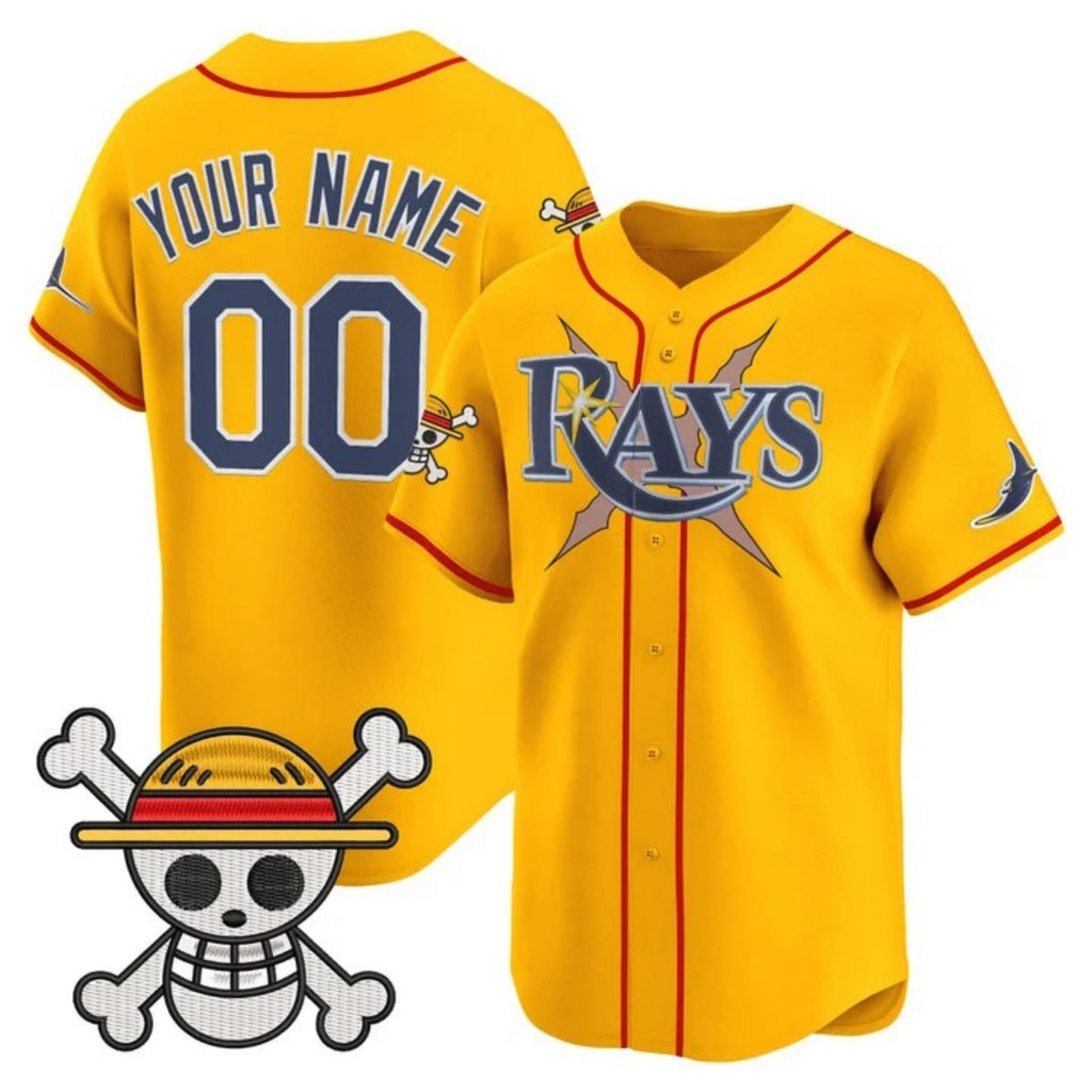 Custom Tampa Bay Rays x One Piece Gold CONTON Vapor Premier Limited Jersey - Stitched