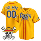 Custom Tampa Bay Rays x One Piece Gold CONTON Vapor Premier Limited Jersey - Stitched