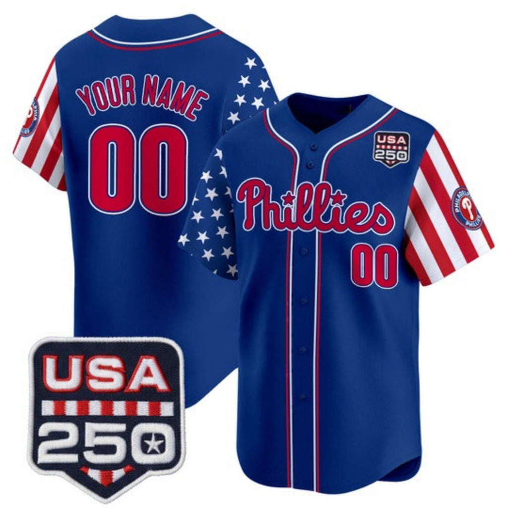 Custom Philadelphia Phillies America 250 Edition Vapor Premier Limited Royal CONTON Stitched Jerseys