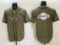 Los Angeles Dodgers Team Big Logo Olive CONTON 2026 Armed Forces Day Stitched Jersey