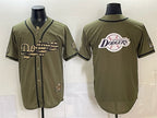 Los Angeles Dodgers Team Big Logo Olive CONTON 2026 Armed Forces Day Stitched Jersey