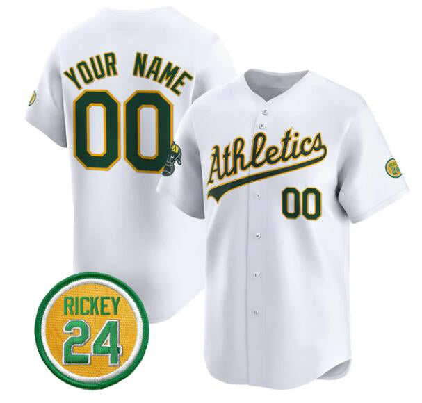 Custom Oakland Athletics Active Player White CONTON Rickey Henderson Patch Vapor Premier Limited Stitched Jersey