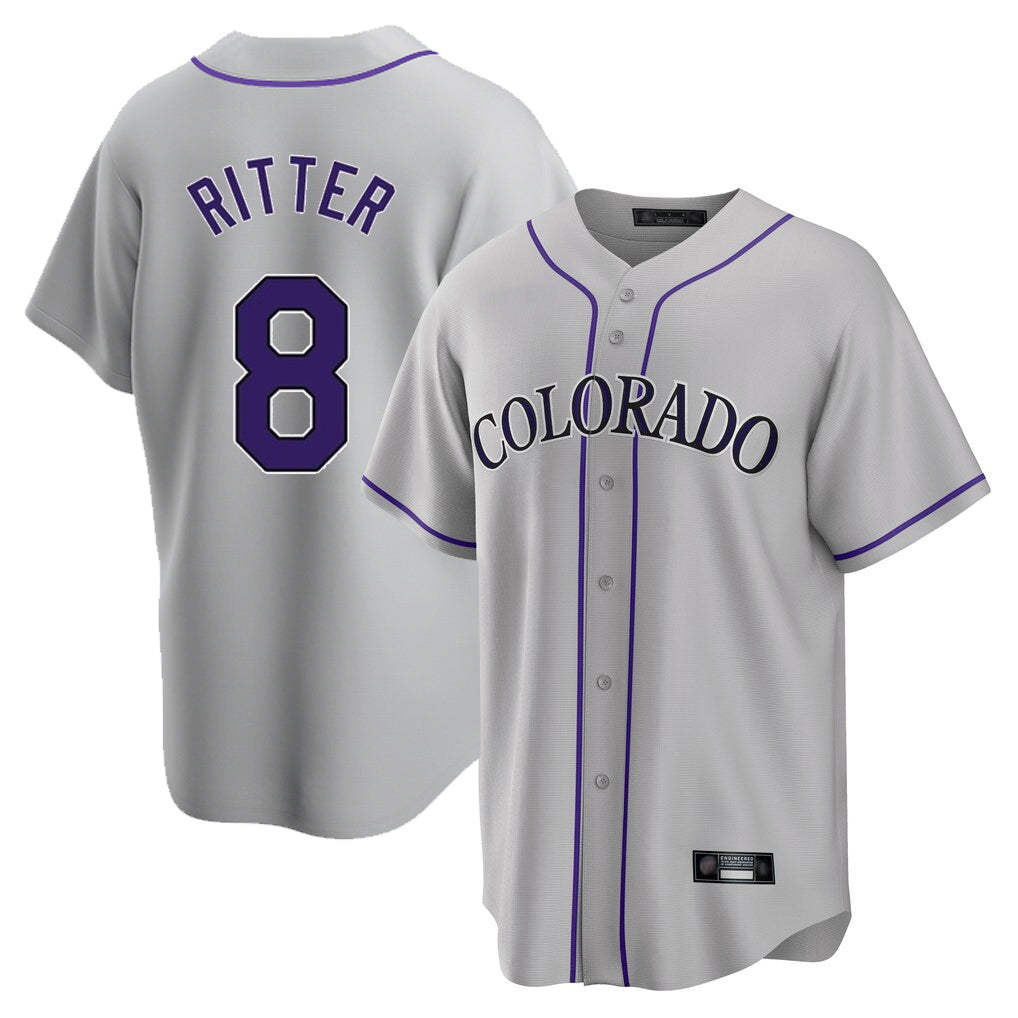 Colorado Rockies #8 Ryan Ritter Player Gray CONTON Game Home Stitched Jerseys