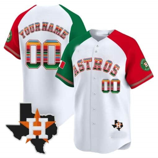 Custom Houston Astros Mexico Texas White CONTON Patch Vapor Premier Limited Jersey ¨C Alternate