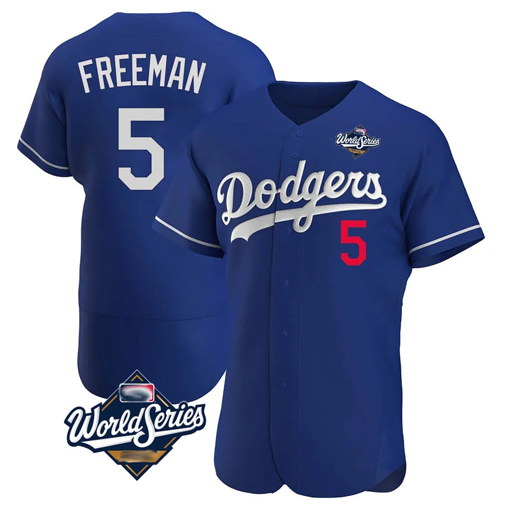 Los Angeles Dodgers #5 Freddie Freeman Player Royal CONTON World Series Limited Elite Home Stitched Jerseys