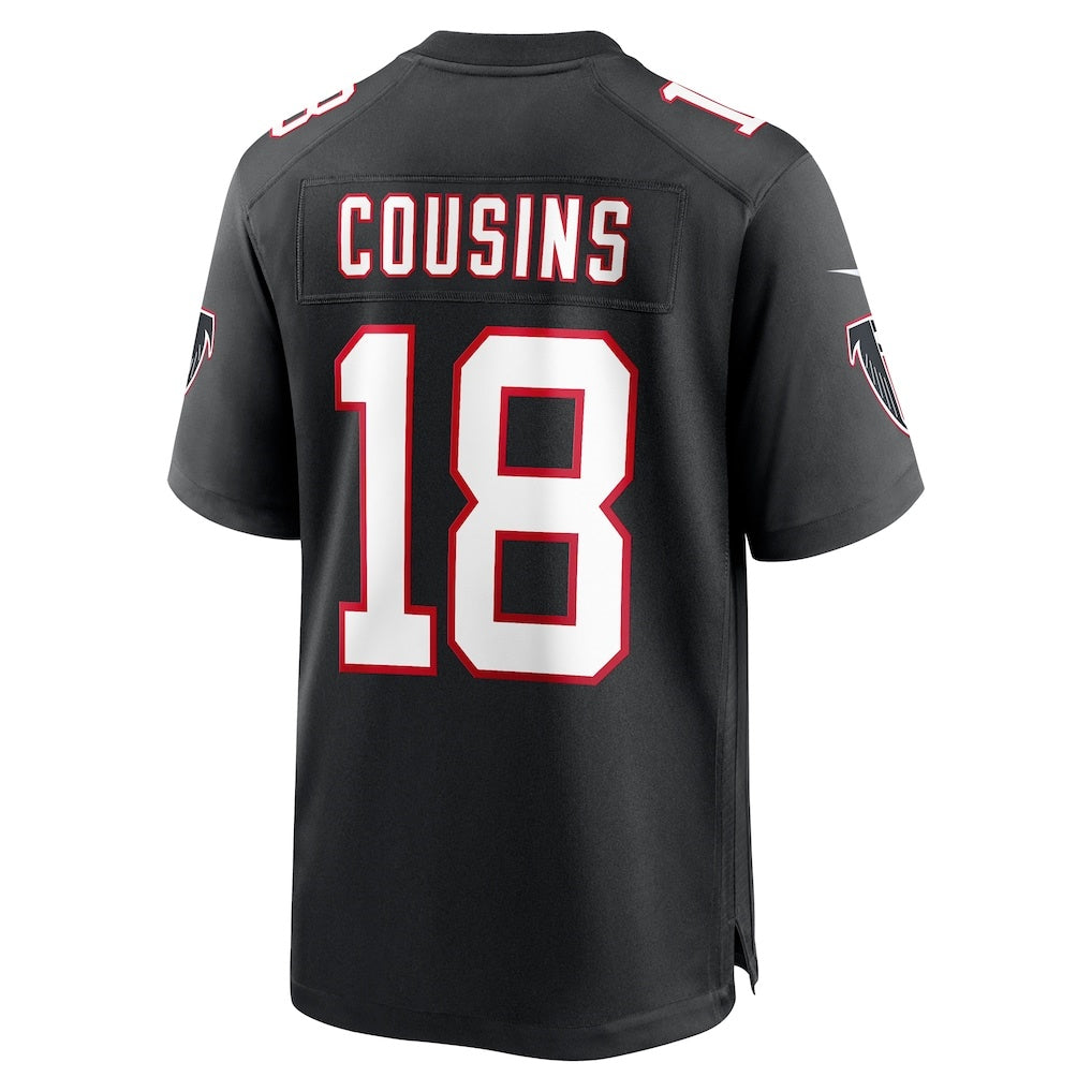 A.Falcons #18 Kirk Cousins Black CONTON Alternate Game Player Jersey