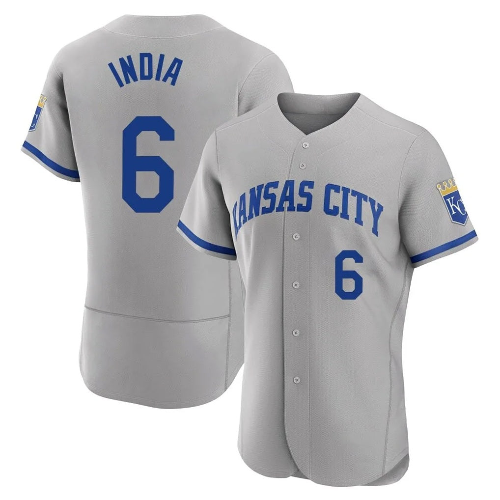 Kansas City Royals #6 Jonathan India Player Gray CONTON Limited Elite Home Game Stitched Jerseys