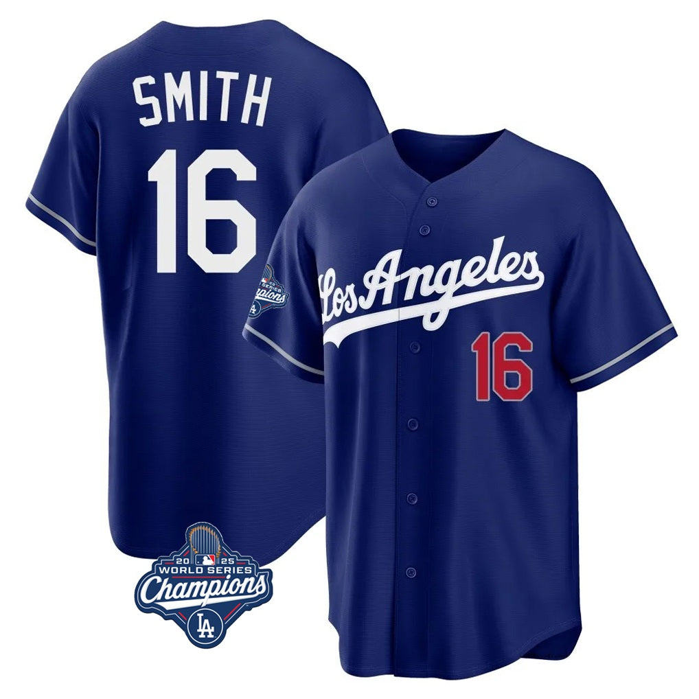 Los Angeles Dodgers #16 Will Smith Player Royal CONTON World Series Meet Game Home Stitched Jerseys