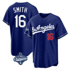 Los Angeles Dodgers #16 Will Smith Player Royal CONTON World Series Meet Game Home Stitched Jerseys