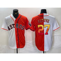 Houston Astros #27 Jose Altuve White Orange CONTON Split Stitched Jersey