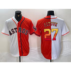 Houston Astros #27 Jose Altuve White Orange CONTON Split Stitched Jersey