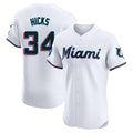 Miami Marlins #34 Liam Hicks Player White CONTON Home Limited Elite Stitched Jerseys