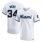 Miami Marlins #34 Liam Hicks Player White CONTON Home Limited Elite Stitched Jerseys